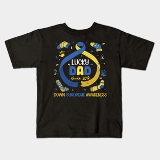 lucky dad since 2017 Down Syndrome Awareness Tee T21 gift for Down Syndrome Kids T-Shirt